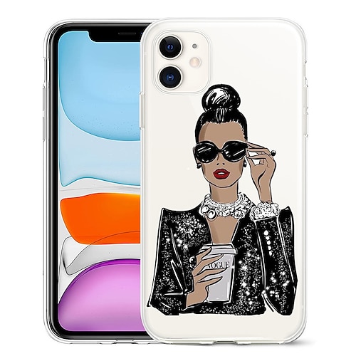 

Phone Case For Apple Classic Series iPhone 13 Pro Max 12 11 SE 2022 X XR XS Max 8 7 Portable Pattern Clear Sexy Lady TPU