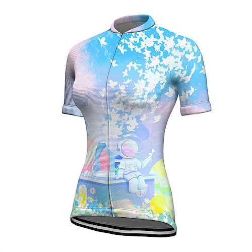 

21Grams Women's Cycling Jersey Short Sleeve Bike Jersey Top with 3 Rear Pockets Mountain Bike MTB Road Bike Cycling Breathable Quick Dry Moisture Wicking Blue Graphic Patterned Spandex Polyester