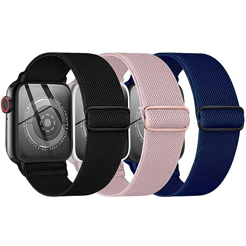 

3 PCS Smart Watch Band Compatible with Apple iWatch Series 8 7 6 5 4 3 2 1 SE Sport Band for iWatch Smartwatch Strap Wristband Nylon Adjustable Stretchy Breathable