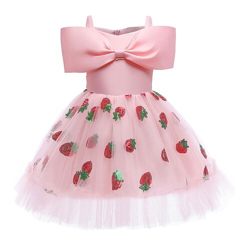

Kids Little Girls' Dress Solid Colored A Line Dress Party Special Occasion Sequins Pink Red Knee-length Short Sleeve Princess Cute Dresses Spring Summer Slim 3-10 Years