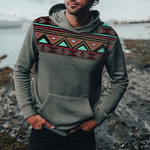 

Men's Unisex Pullover Hoodie Sweatshirt Tribal Graphic Prints Print Daily Sports 3D Print Designer Casual Hoodies Sweatshirts Dark Gray