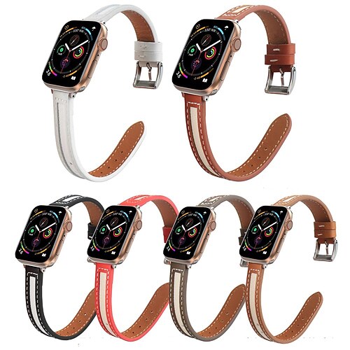 

1PC Smart Watch Band Compatible with Apple iWatch Series 8 7 6 5 4 3 2 1 SE Leather Loop for iWatch Smartwatch Strap Wristband Genuine Leather Adjustable Shockproof