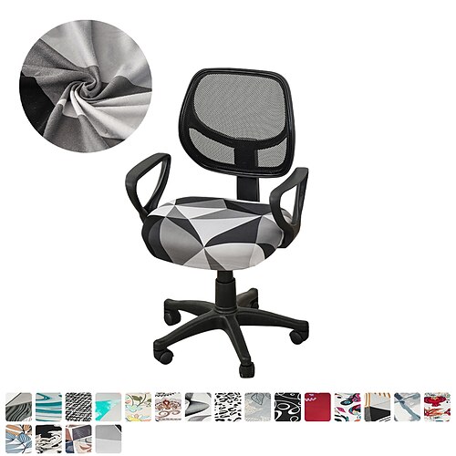 

Stretch Printed Office Computer Chair Seat Covers Set 1 Pcs Removable Washable Anti-dust Desk Chair Seat Cushion Protectors