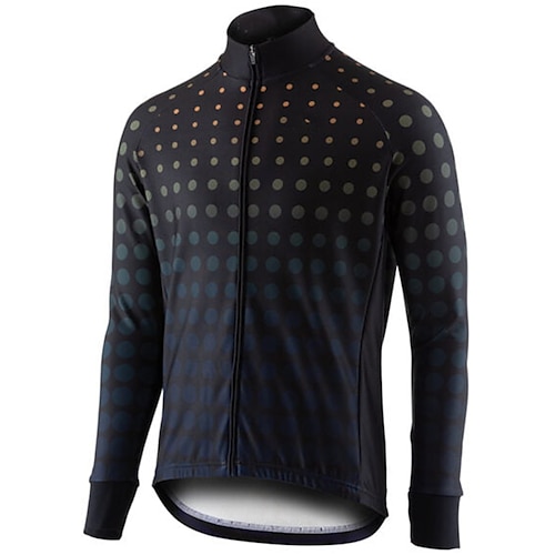 

21Grams Men's Cycling Jersey Long Sleeve Bike Top with 3 Rear Pockets Mountain Bike MTB Road Bike Cycling Breathable Quick Dry Moisture Wicking Reflective Strips Black Polka Dot Polyester Spandex