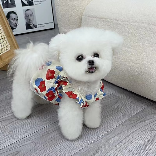 

Pretty Plaid Dog Suspenders Pet Summer Dog Lace Skirt Teddy Pomeranian Princess Skirt Puppy Cute Prom Dress