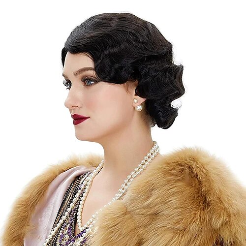 

Short Finger Wave Wig Brazilian Human Hair Wig for Black Women Brown Blonde Short Wave Cosplay Pixie Cut Wigs