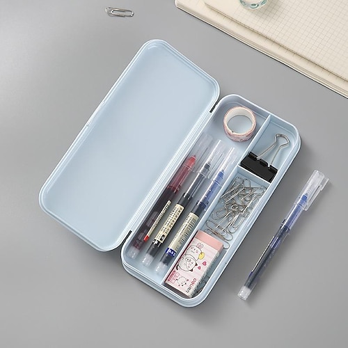 

student stationery storage box compass ruler storage box plastic stationery box pencil box large capacity pen bag