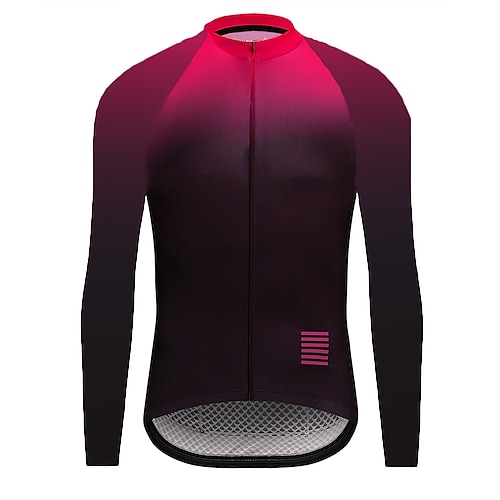 

21Grams Men's Cycling Jersey Long Sleeve Bike Top with 3 Rear Pockets Mountain Bike MTB Road Bike Cycling Breathable Quick Dry Moisture Wicking Reflective Strips Red Blue Gradient Polyester Spandex