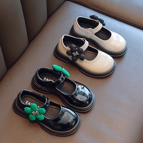 

Girls' Flats Children's Day School Shoes Daily Leather Waterproof Princess Shoes Big Kids(7years ) Little Kids(4-7ys) Daily Outdoor Flower Black Beige Fall Spring / Color Block