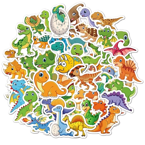 

50pcs Dinosaur Stickers for Student Notebook Gifts Waterproof Self-adhesive Cartoon for Women Men Girls