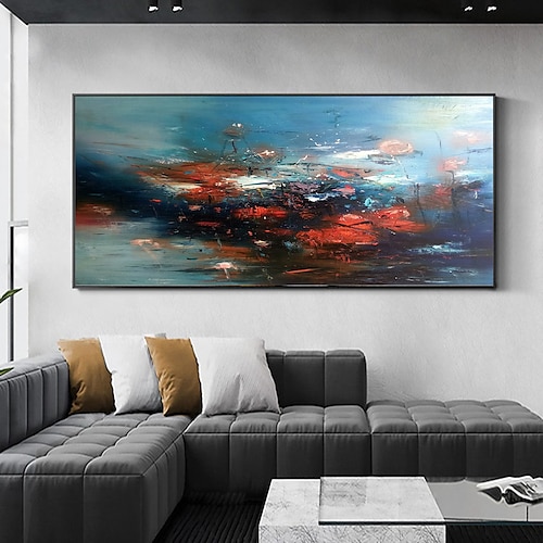 

Handmade Oil Painting CanvasWall Art Decoration Abstract Knife Painting Landscape Grey For Home Decor Rolled Frameless Unstretched Painting