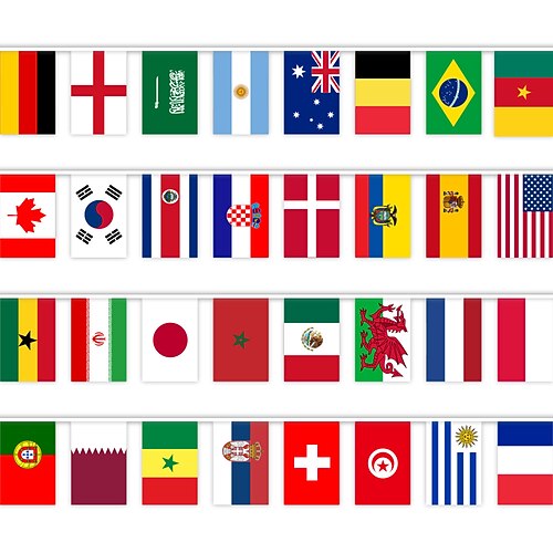 

2022 World Cup Top 32 String Flags World String Flags 14x21cm100% Polyester