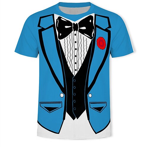 

Men's T shirt Tee 3D Print Graphic Patterned Crew Neck Casual Daily Print Short Sleeve Tops Lightweight Fashion Big and Tall Sports Blue / Summer