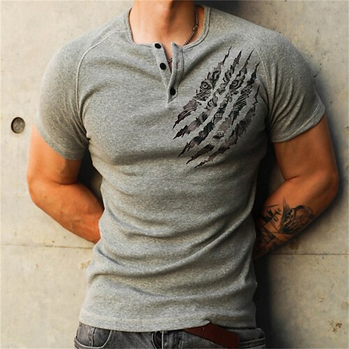 

Men's T shirt Tee Hot Stamping Graphic Patterned Paw Crew Neck Street Daily Button-Down Print Short Sleeve Tops Designer Casual Fashion Comfortable Gray / Summer / Sports / Summer