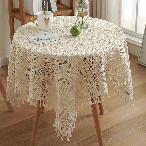 

weiße tischdecke kunst nordisch bambus geknotete leinen tischdecke tee couchtisch für hochzeit esstisch home raumdekoration