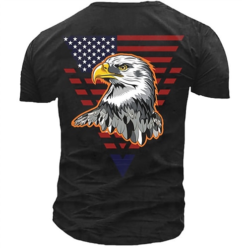 

Men's Unisex T shirt Tee 3D Print Graphic Prints National Flag Crew Neck Street Daily Print Short Sleeve Tops Designer Casual Vintage Big and Tall Black Gray Army Green / Summer / Summer