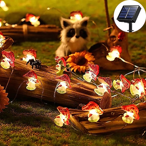 

Solar Fairy String Lights 4m-40LEDs Mushroom Sakura Bee Shaped Lights 3m-30LEDs Outdoor Waterproof Garden Lights Christmas Wedding Garden Party Holiday Patio Outdoor Decoration 8 Modes Lightin