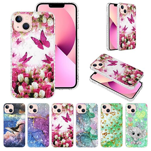 

Phone Case For Apple Back Cover iPhone 13 Pro Max 12 Mini 11 X XR XS Max 8 7 Bumper Frame Soft Edges Non-Yellowing Cartoon Scenery Marble TPU