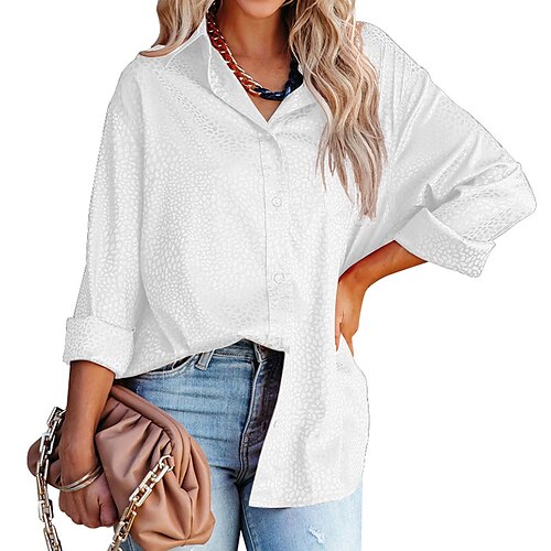 

Women's Blouse Polka Dot Daily Work Weekend Blouse Shirt Long Sleeve Button Print Shirt Collar Casual Streetwear Green White Black S