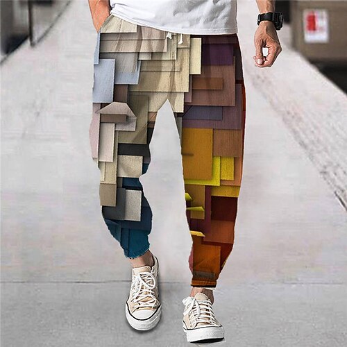 

Men's Joggers Trousers Beach Pants Drawstring Elastic Waist 3D Print Graphic Prints Geometry Comfort Breathable Sports Outdoor Casual Daily Streetwear Designer Black Brown Micro-elastic