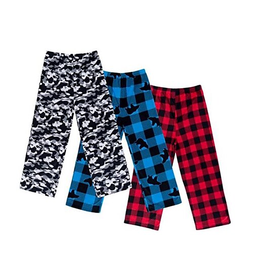 

Kids Boys Pants Blue Gray Red Plaid Drawstring Fall Spring 3D Print Street 3-10 Years
