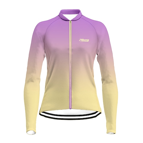 

21Grams Women's Cycling Jersey Long Sleeve Bike Top with 3 Rear Pockets Mountain Bike MTB Road Bike Cycling Breathable Quick Dry Moisture Wicking Purple Gradient Spandex Polyester Sports Clothing