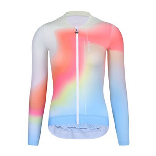 

21Grams Women's Cycling Jersey Long Sleeve Bike Jersey Top with 3 Rear Pockets Mountain Bike MTB Road Bike Cycling Breathable Quick Dry Moisture Wicking Rosy Pink Gradient Spandex Polyester Sports