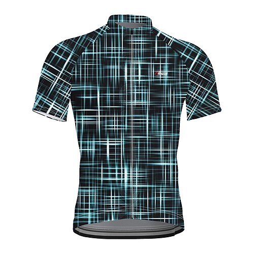 

21Grams Men's Cycling Jersey Short Sleeve Bike Top with 3 Rear Pockets Mountain Bike MTB Road Bike Cycling Breathable Quick Dry Moisture Wicking Reflective Strips Green Plaid Checkered Polyester