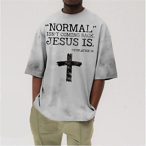 

Men's T shirt Tee Graphic Letter Templar Cross Crew Neck Green Black Brown Navy Blue White 3D Print Plus Size Outdoor Daily Half Sleeve Print Clothing Apparel Basic Designer Casual Oversized