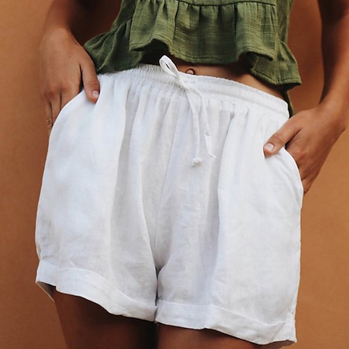 

Per donna Pantaloncini Misto cotone e lino Verde Giallo Rosso Vita normale Di tendenza Informale Fine settimana Tasche laterali Media elasticità Breve Comfort Liscio S M L XL XXL