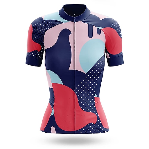 

21Grams Women's Cycling Jersey Short Sleeve Bike Top with 3 Rear Pockets Mountain Bike MTB Road Bike Cycling Breathable Quick Dry Moisture Wicking Reflective Strips Red Polka Dot Polyester Spandex