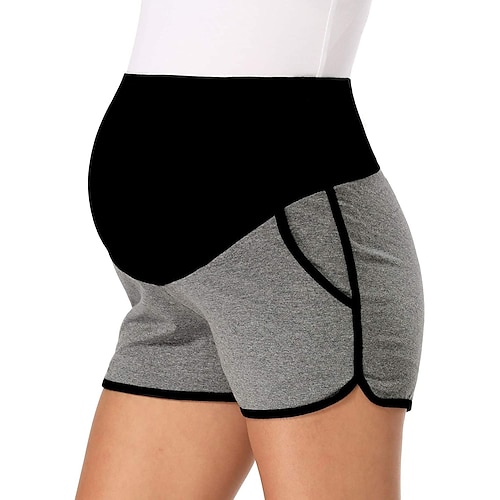 

Women's Yoga Shorts Maternity Shorts Maternity Activewear Pocket Butt Lift Quick Dry High Waist Yoga Gym Workout Pilates Shorts Bottoms Stripes Black Dark Gray Light gray Sports Activewear Stretchy