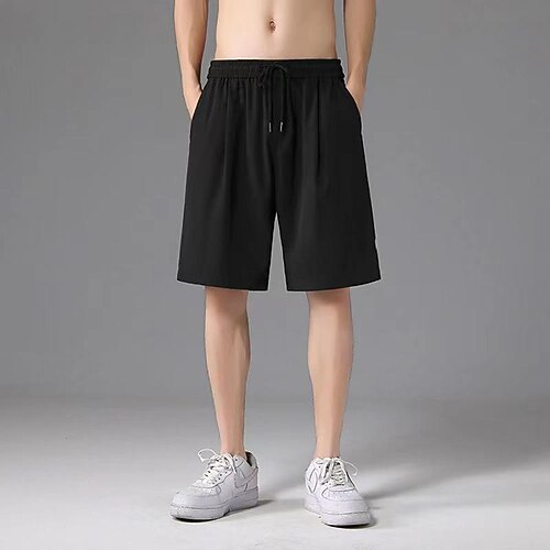 

Men's Shorts Casual Shorts Drawstring Front Pocket Solid Color Knee Length Daily Fashion Casual / Sporty 1 2