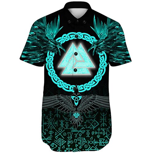 

Herren Hemd Totem Umlegekragen Blau 3D-Druck Outdoor Strasse Kurzarm Button-Down Bedruckt Bekleidung Modisch Designer Casual Atmungsaktiv / Sommer / Frühling / Sommer