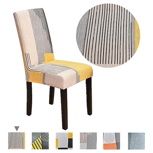 

Stretch Kitchen Chair Cover Slipcover for Dinning Party Plaid High Elasticity Fashion Printing Four Seasons Universal Super Soft Fabric