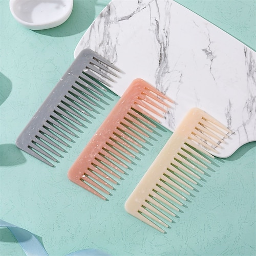 

Hair Comb Wet Detangling Marble Pattern Wide-tooth Comb Household Smooth Hair Massage Comb Dry and Wet Dual-use Straight Hair Perm Anti-static Ladies Comb