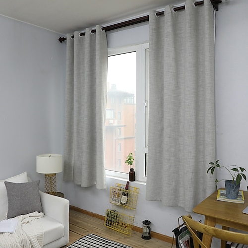 

Cotton Linen Blended Curtains for Bedroom 1 Panel Grommet Window Sheer 50% Room Darkening Semi Blackout Lightweight Soft Cloth Curtains for Living Room