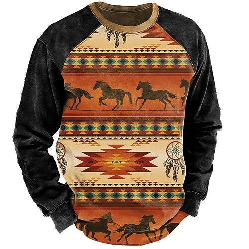 

Men's Unisex Sweatshirt Pullover Tribal Graphic Prints Patchwork Print Daily Sports Holiday 3D Print Designer Casual Hoodies Sweatshirts Orange