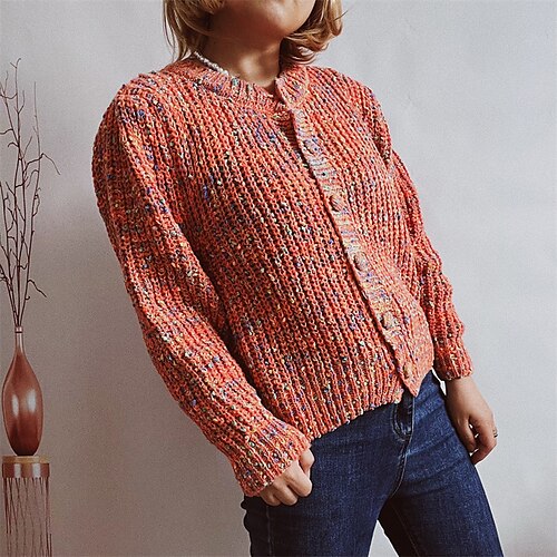 

Women's Pullover Sweater Jumper Crochet Knit Knitted Color Block Crew Neck Stylish Casual Home Daily Fall Winter Green Pink S M L / Long Sleeve