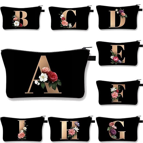 

26-letter Printed Polyester Dumpling Cosmetic Bag Multi-functional European And American Storage Wash Clutch