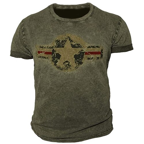 

Men's Unisex T shirt Tee 3D Print Graphic Prints Star Crew Neck Street Daily Print Short Sleeve Tops Designer Casual Big and Tall Sports Army Green / Summer / Summer