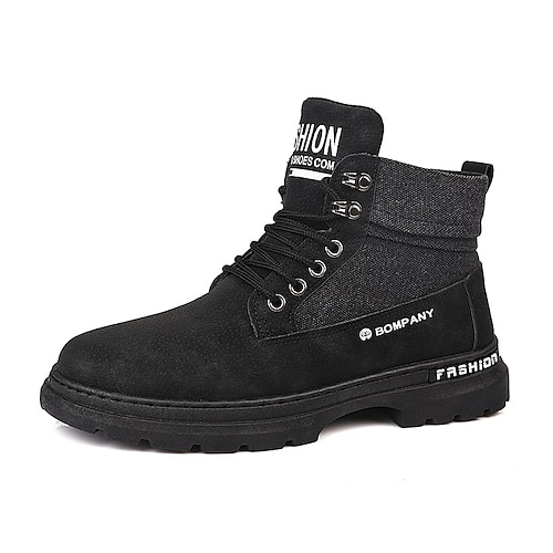 

Men's Boots Casual Daily Office Career PU Mid-Calf Boots Black Gray Fall Winter