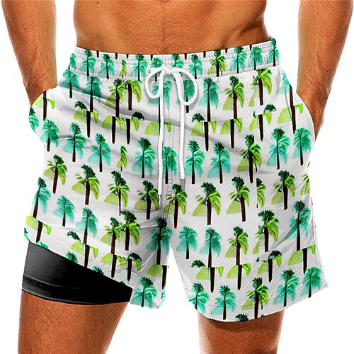 

Men's Swim Trunks Swim Shorts Quick Dry Board Shorts Bathing Suit Compression Liner with Pockets Drawstring Swimming Surfing Beach Water Sports Tropical Printed Spring Summer