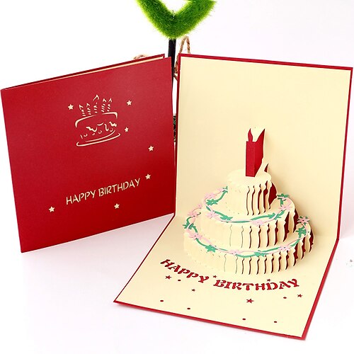 

3pcs Birthday Candy Cake Card 3D Pop-Up Cards Congratulations Cards for Gift Decoration Party with Envelope 125.9 inch Paper