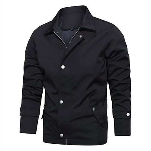 

Men's Jacket Regular Pocket Zip Front Coat Black Business Street Fall Zipper Turndown Regular Fit S M L XL XXL / Spring / Long Sleeve