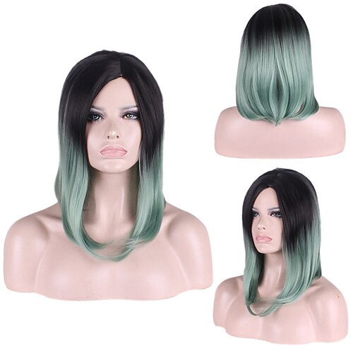 

Synthetic Wig Straight Middle Part Machine Made Wig Short A1 Synthetic Hair Women's Soft Classic Easy to Carry Green Ombre / Daily Wear / Party / Evening