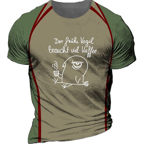 

Men's Unisex T shirt Tee 3D Print Graphic Prints Bird Letter Crew Neck Street Daily Print Short Sleeve Tops Designer Casual Vintage Big and Tall Green / Summer / Summer