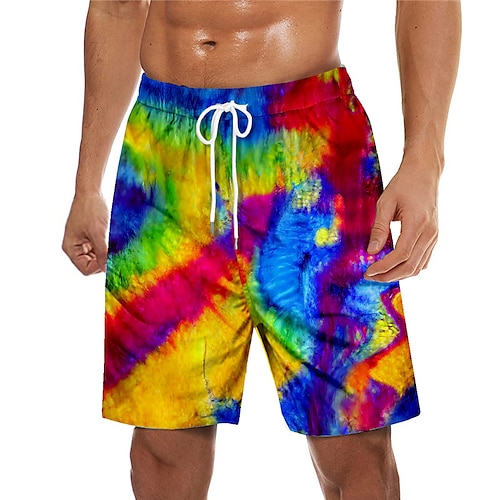 

Men's Swim Trunks Swim Shorts Quick Dry Board Shorts Bathing Suit Mesh Lining with Pockets Drawstring Swimming Surfing Beach Water Sports Tie Dye Printed Spring Summer