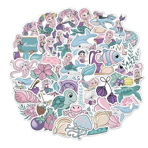 

50pcs Flower Animal Stickers for Student Notebook Gifts Waterproof Self-adhesive Cartoon for Women Girls Kids