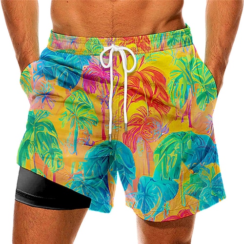 

Men's Swim Trunks Swim Shorts Quick Dry Board Shorts Bathing Suit Compression Liner with Pockets Drawstring Swimming Surfing Beach Water Sports Tropical Printed Spring Summer